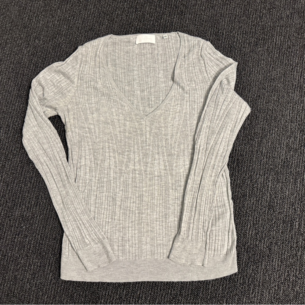 7 for All Mankind Gray Textured Knit Sweater